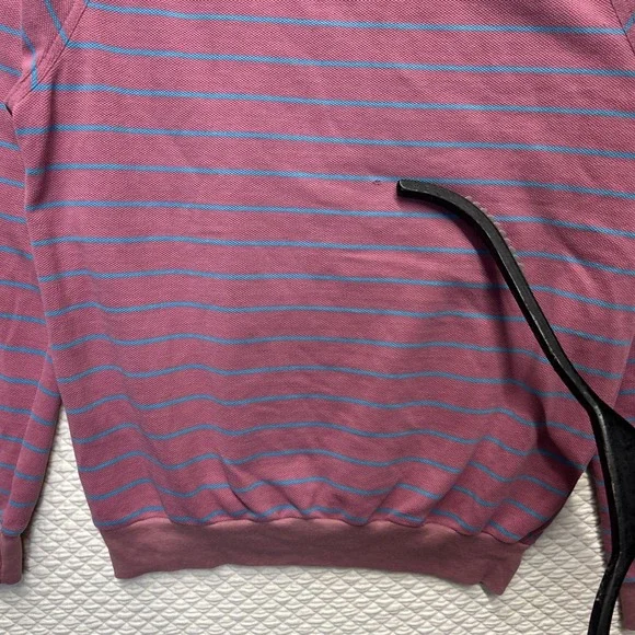 Vintage Hang Ten Foot Print Knit Crew Neck Sweater Striped Pink Powder Blue - Picture 8 of 8